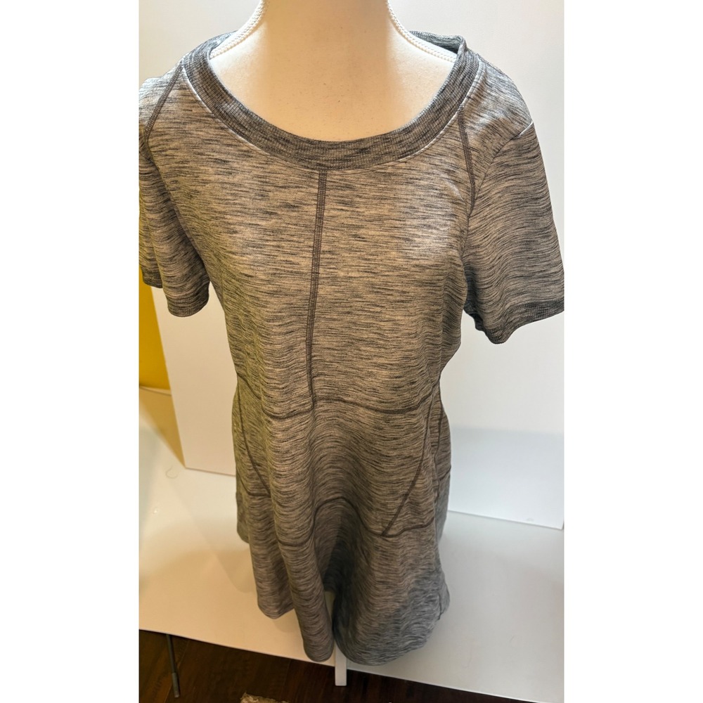 Athleta En Route Dress XL Heather Gray Textured Ponte Short Sleeve Fit & Flare